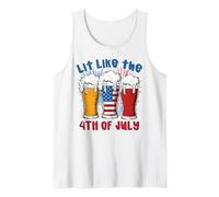 Iluminado como el 4 de julio Divertido Cerveza Fuegos Artificiales Fiesta Beber Camiseta sin Mangas