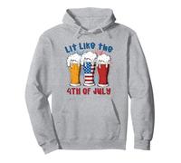 Iluminado como el 4 de julio Divertido Cerveza Fuegos Artificiales Fiesta Beber Sudadera con Capucha