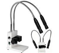Iluminador de microscopio LED, fuente de luz de cuello de cisne dual de 20 W, brillo ajustable y ángulo de iluminación, temperatura de color 6000 K para microscopios de zoom estéreo
