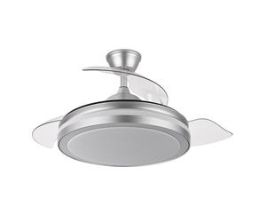 Iluminashop 334886 Ventilador de Techo LED con Mando a Distancia Y Palas Retractiles 72W Plata