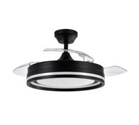 Iluminashop 350476 Ventilador de Techo LED con Mando a Distancia y Palas Retractiles 72W Negro