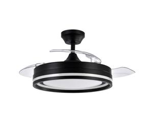 Iluminashop 350476 Ventilador de Techo LED con Mando a Distancia y Palas Retractiles 72W Negro