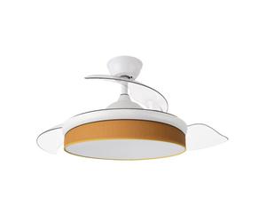 Iluminashop 350599 Ventilador de Techo LED con Mando a Distancia Palas Retractiles 72W Blanco/Naranja