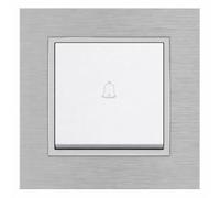 ILUMINASHOP ® Mecanismo pared Empotrable con Marco, 100-250V AC, Mecanismo Eléctrico 85x85mm, Fácil Instalación, Fácil de Limpiar (Interruptor Simple Timbre, Gris Aluminio)