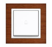 ILUMINASHOP ® Mecanismo pared Empotrable con Marco, 100-250V AC, Mecanismo Eléctrico 85x85mm, Fácil Instalación, Fácil de Limpiar (Interruptor Simple Timbre, Blanco Nogal)