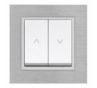 ILUMINASHOP ® Mecanismo pared Empotrable con Marco, 100-250V AC, Mecanismo Eléctrico 85x85mm, Fácil Instalación, Fácil de Limpiar (Pulsador Doble Para Persianas Automáticas, Gris Aluminio)