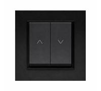 ILUMINASHOP ® Mecanismo pared Empotrable con Marco, 100-250V AC, Mecanismo Eléctrico 85x85mm, Fácil Instalación, Fácil de Limpiar (Pulsador Doble Para Persianas Automáticas, Negro PC)