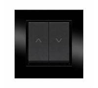 ILUMINASHOP ® Mecanismo pared Empotrable con Marco, 100-250V AC, Mecanismo Eléctrico 85x85mm, Fácil Instalación, Fácil de Limpiar (Pulsador Doble Para Persianas Automáticas, Negro Cristal)