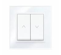 ILUMINASHOP ® Mecanismo pared Empotrable con Marco, 100-250V AC, Mecanismo Eléctrico 85x85mm, Fácil Instalación, Fácil de Limpiar (Pulsador Doble Para Persianas Automáticas, Blanco Cristal)