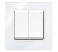 ILUMINASHOP ® Mecanismo pared Empotrable con Marco, 100-250V AC, Mecanismo Eléctrico 85x85mm, Fácil Instalación, Fácil de Limpiar (Interruptor Doble Conmutado, Blanco Cristal)