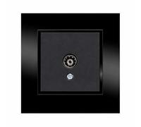 ILUMINASHOP ® Mecanismo pared Empotrable con Marco, 100-250V AC, Mecanismo Eléctrico 85x85mm, Fácil Instalación, Fácil de Limpiar (Módulo Toma Intermedia Tv, Negro Cristal)