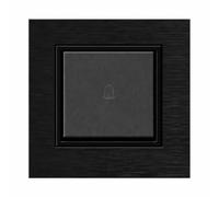 ILUMINASHOP ® Mecanismo pared Empotrable con Marco, 100-250V AC, Mecanismo Eléctrico 85x85mm, Fácil Instalación, Fácil de Limpiar (Interruptor Simple Timbre, Negro Aluminio)