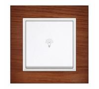 ILUMINASHOP ® Mecanismo pared Empotrable con Marco, 100-250V AC, Mecanismo Eléctrico 85x85mm, Fácil Instalación, Fácil de Limpiar (Interruptor Simple Pulsador, Blanco Nogal)