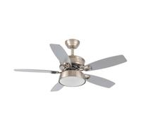 Iluminashop Ventilador de Techo con Luz LED y Mando 30W Níquel/Haya Motor DC