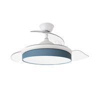 Iluminashop Ventilador de Techo con Luz LED y Mando 72W Blanco/Azul Motor DC