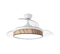 Iluminashop Ventilador de Techo con Luz LED y Mando 72W Blanco/Canizo Oscuro Motor DC