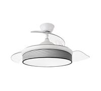 Iluminashop Ventilador de Techo con Luz LED y Mando 72W Blanco/Gris Motor DC Aspas Rectráctiles