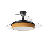 Iluminashop Ventilador de Techo con Luz LED y Mando 72W Negro/Amarillo Motor DC