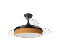 Iluminashop Ventilador de Techo con Luz LED y Mando 72W Negro/Naranja Motor DC