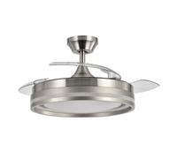 Iluminashop Ventilador de Techo con Luz LED y Mando 72W Níquel Motor DC