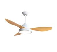 Iluminashop Ventilador de Techo LED con Luz y Mando 48W Blanco/Haya Motor DC