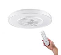 IluminaShop - Ventilador de Techo Led Moon, Con luz regulable CCT, Control Remoto, Motor DC+Luz 68W, Silencioso, 6 Velocidades, Temporizador, Oficinas y Locales comerciales