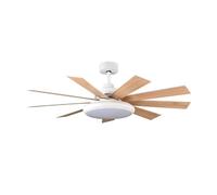 Iluminashop Vera Ventilador de Techo con Luz LED y Mando 36W Blanco/Haya Motor DC