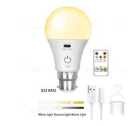 Ilumos cambio de color teledirigido del RGB de la bombilla LED recargable de 5V(B22 Base No RGB)