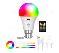 Ilumos cambio de color teledirigido del RGB de la bombilla LED recargable de 5V(B22 Base RGBCW)