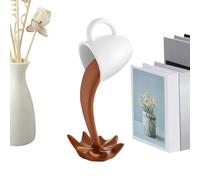 Ilusión de café flotante, escultura de taza derramada, de tamaño estándar con pantalla, estatuilla de café hecha a mano de resina, decoración de mesa con desafío de gravedad, acento hogareño pa