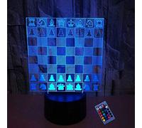 Ilusión óptica 3D Ajedrez Luz de Noche 16 Colores que Cambian Control Remoto USB Poder Touch Switch Decor Lámpara LED Mesa Lámpara Niños Juguetes Cumpleaños Navidad Regalo