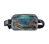 Ilusión óptica 3D Arte de pared bajo el agua Riñonera de moda para hombres y mujeres, Mini bolsa deportiva cruzada con correa ajustable para entrenamiento, correr, senderismo