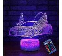Ilusión óptica 3D Coche Deportivo Luz de Noche Control Remoto 16 Colores que Cambian USB Poder Touch Switch Decor Lámpara LED Mesa Lámpara Niños Juguetes Cumpleaños Navidad Regalo