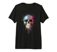 Ilustración Abstracta del cráneo goteando | Explosión de Color Retro Camiseta Premium