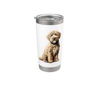 Ilustración blanquecina del perro Lagotto Romagnolo Vaso térmico de acero inoxidable de doble pared