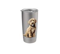 Ilustración blanquecina del perro Lagotto Romagnolo Vaso térmico de acero inoxidable de doble pared