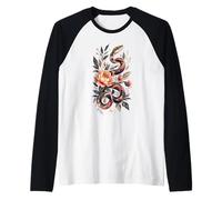 Ilustración Botánica Serpiente Floral Arte Elegante Camiseta Manga Raglan
