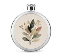 Ilustración botánica simple, petaca vintage de acero inoxidable para licor, botella de vino portátil de bolsillo redondo para bebida, 5 onzas