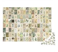 Ilustración botánica Vintage Puzzle de 1000 Piezas Puzzle para Adultos Papel Enciclopedia de Plantas Relajación Decoración Familiar Regalo 52x38cm/1000pcs