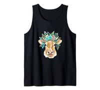 Ilustración Cabeza de Vaca en Acuarela Corona Turquesa Camiseta sin Mangas