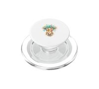 Ilustración Cabeza de Vaca en Acuarela Corona Turquesa PopSockets PopGrip para MagSafe