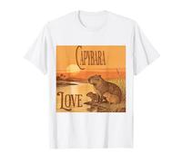 Ilustración Capibara Familia Escena Natural Tranquila Camiseta