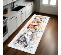 Ilustración De Acuarela Alfombras y Tapetes de Cocina Animal Caballo 40 x 120 cm Antideslizantes y Lavables para Cocina, Pasillo, Salón y Dormitorio