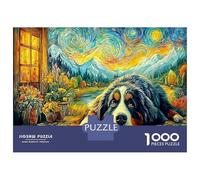 Ilustración de Arte Perro Puzzle 1000 Piezas, Moderno DIY, Entretenimiento Creativo para Adultos Y Niños Mayores De 12 Años Cachorro Imposible Rompecabezas-Obra De Arte, Concentración 52x38cm/1000pcs