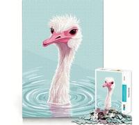 Ilustración de Avestruz en el Agua Rompecabezas de 1000 Piezas para Adultos Juguete para ejercitar la Mente Alivia el estrés Decoración de Pared con Bordes definidos (38x52cm)