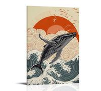 Ilustración de ballena, pinturas decorativas impermeables y resistentes a las manchas, para sala de estar, dormitorio, oficina, marcos libres, pósteres de alta definición, decoración creativa del