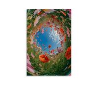 Ilustración de Bird's-Eye View of Flowers, impresión artística de pared, impresión moderna para habitación familiar, 20 x 30 pulgadas (50 x 75 cm)