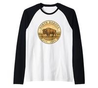 Ilustración de Bisonte de Dakota del Norte 1889 Camiseta Manga Raglan