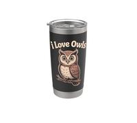 Ilustración de búho lindo de I Love Owls Vaso térmico de acero inoxidable de doble pared