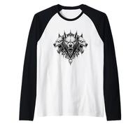 Ilustración de Cerberus Hellhound Dark Fantasy Underworld Beast Camiseta Manga Raglan